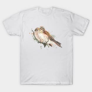 Watercolor Kestrel Sparrow Hawk Birds T-Shirt